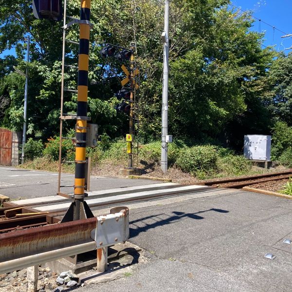 歩行者用通路の狭い道+踏切 - トップ画像